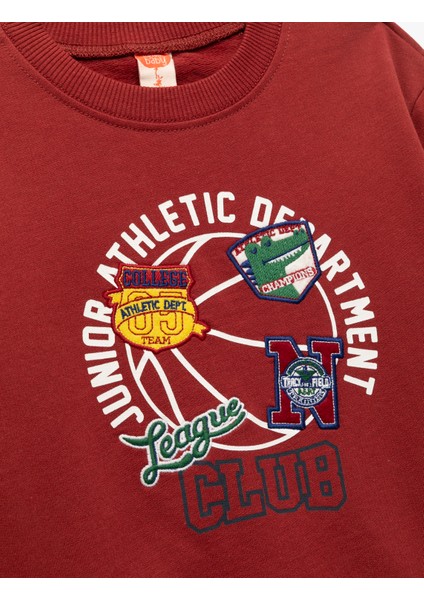 Şardonlu Uzun Kollu Bisiklet Yaka Pamuklu Baskılı Sweatshirt modelleri