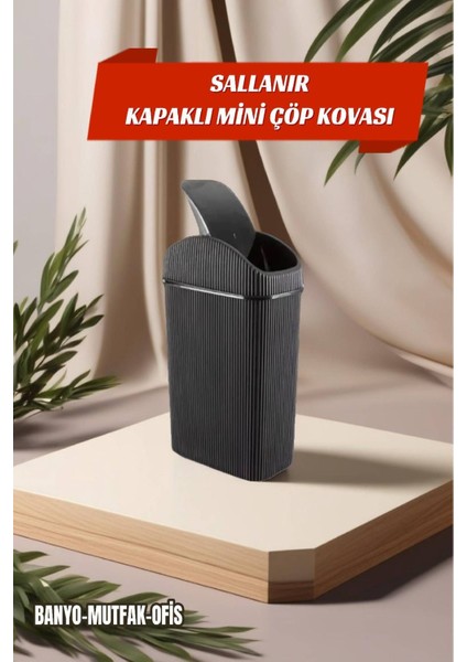 Sallanır Kapaklı Mini Çöp Kovası, Ofis, Banyo ve Mutfak Için Şık ve Pratik Tercih