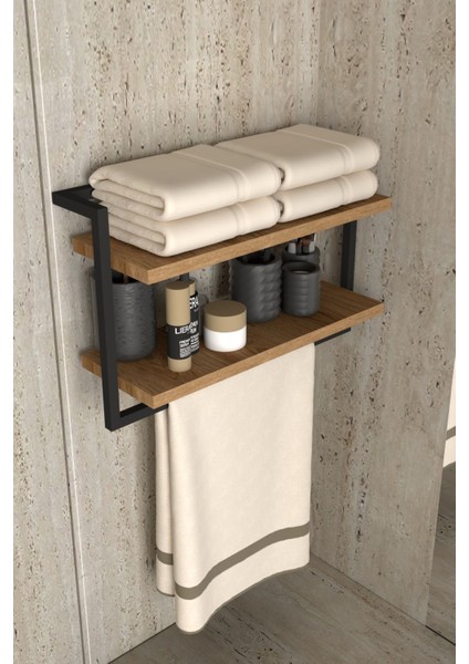 Kahverengi 2 Katlı Çok Amaçlı Duvara Monte Raf, Banyo ve Mutfak Düzenleyici fiyatları