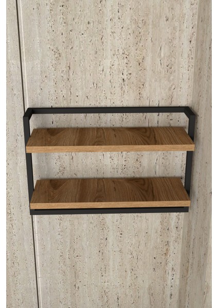 Kahverengi 2 Katlı Çok Amaçlı Duvara Monte Raf, Banyo ve Mutfak Düzenleyici indirimleri