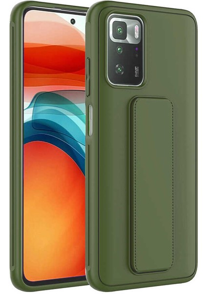 Xiaomi Redmi 10 Kılıf Scks Qstand Kapak-Koyu Yeşil