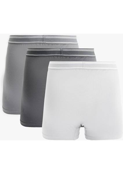 Pamuklu Basic Çizgili Lastik Detaylı 3'lü Boxer Set modelleri