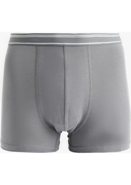 Pamuklu Basic Çizgili Lastik Detaylı 3'lü Boxer Set fırsatları