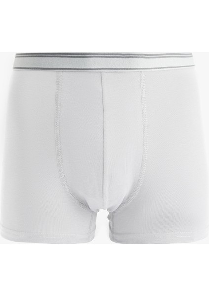 Pamuklu Basic Çizgili Lastik Detaylı 3'lü Boxer Set