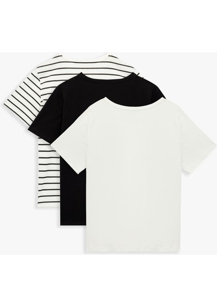 3'lü Pamuklu Kısa Kollu Bisiklet Yaka Tişört Seti fiyatları
