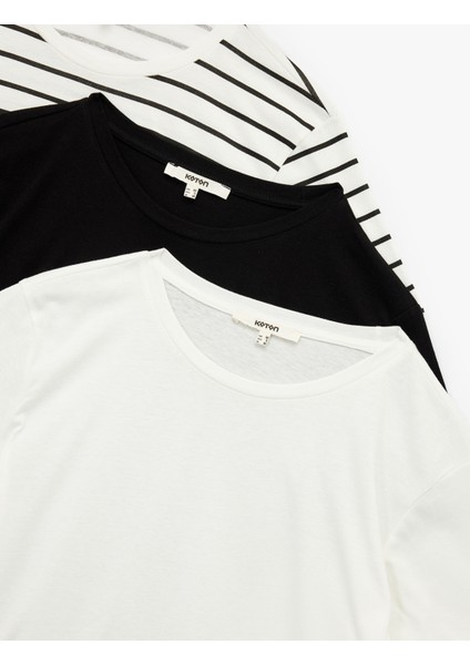 3'lü Pamuklu Kısa Kollu Bisiklet Yaka Tişört Seti