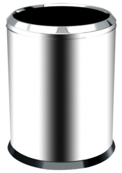8 Litrelik Şık Krom Çemberli Çöp Kovası, Dayanıklı ve Şık Tasarım