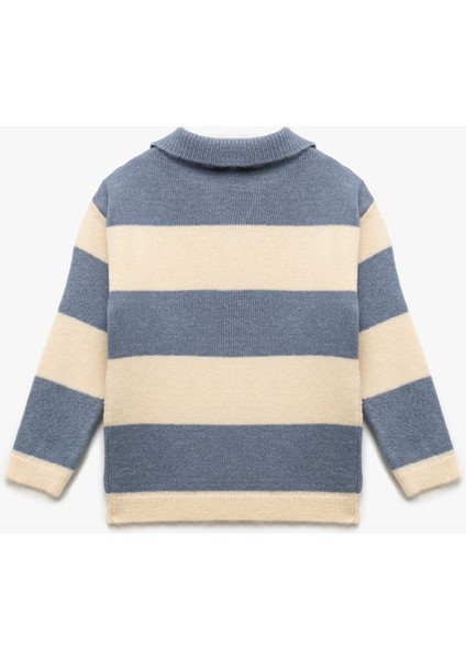 Uzun Kollu Çizgili Polo Yaka Triko Kazak fiyatları