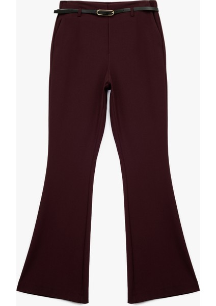Slim Fit Kemer Detaylı Ispanyol Paça Kumaş Pantolon