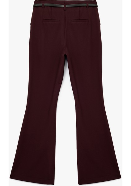 Slim Fit Kemer Detaylı Ispanyol Paça Kumaş Pantolon fiyatları