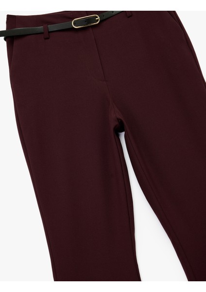 Slim Fit Kemer Detaylı Ispanyol Paça Kumaş Pantolon modelleri