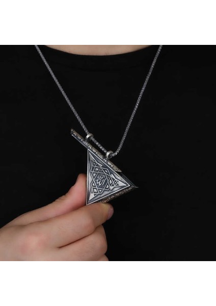 925 Ayar Gümüş Üçgen Içi Açılabilen Muskalık Gümüş Kolye (T6015) (7474) modelleri