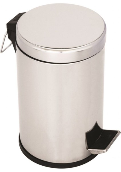 Krom Paslanmaz Çelik Kapaklı Çöp Kovası 12L, Şık ve Dayanıklı Tasarım.