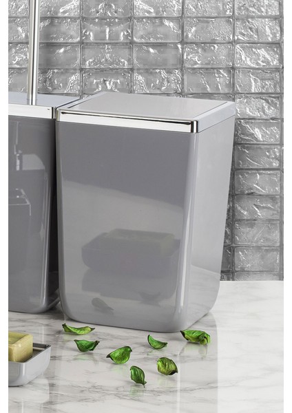 6 Lt Gri ve Beyaz Modern Çöp Kovası, Şık ve Kullanışlı Tasarım fiyatları