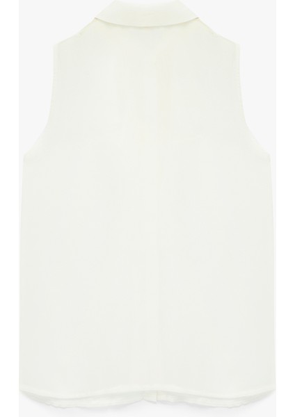 Krep Kumaş Fırfırlı Fular Yaka Kolsuz Gömlek fiyatları