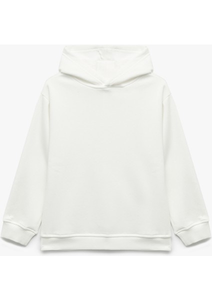 Oversize Şardonlu Uzun Kollu Basic Kapşonlu Sweatshirt