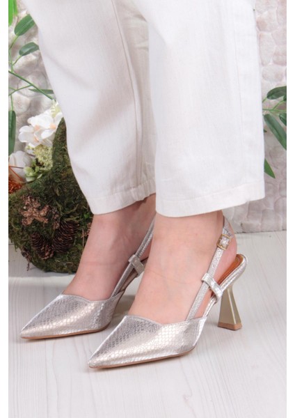 087-90 Fls Baskılı Arkası Açık Önü Kapalı Topuklu Ayakkabı fiyatları