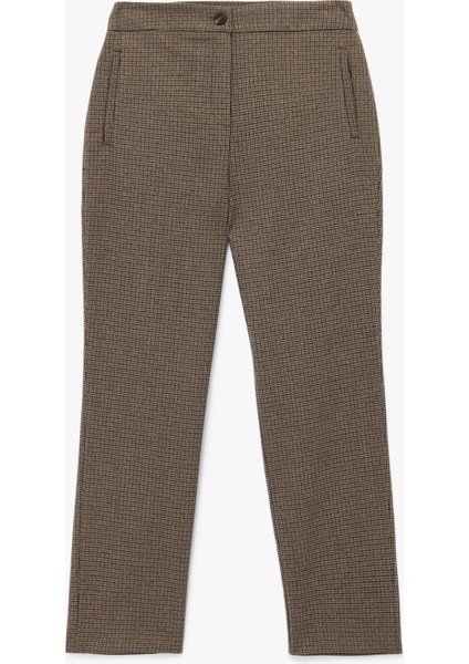 Regular Fit Normal Bel Ekose Cigarette Pantolon