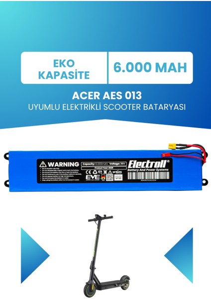 Acer Aes 013 Uyumlu Batarya (Eko Kapasite) 36V 6.000MAH Elektrikli Scooter Bataryası