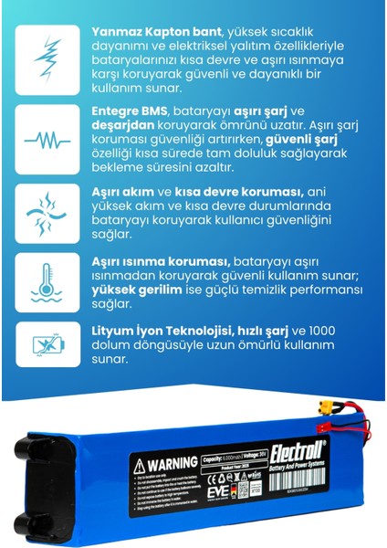 Acer Aes 013 Uyumlu Batarya (Eko Kapasite) 36V 6.000MAH Elektrikli Scooter Bataryası modelleri