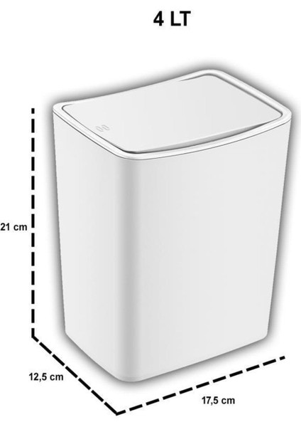 4 Litre Beyaz Bas Aç Kapaklı Çöp Kovası