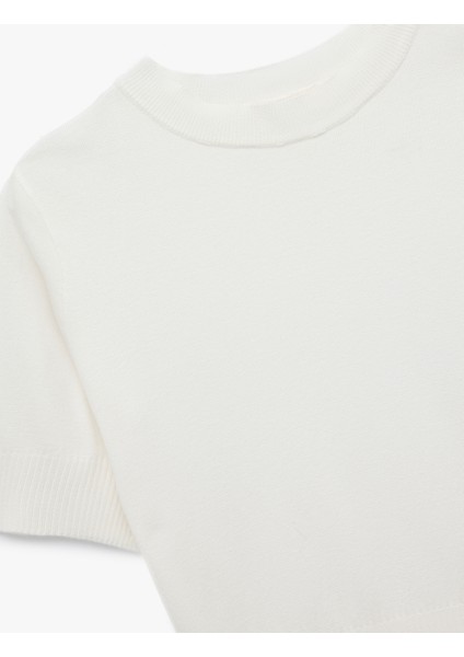 Regular Fit Hafif Dik Yaka Kısa Kollu Triko Kazak modelleri