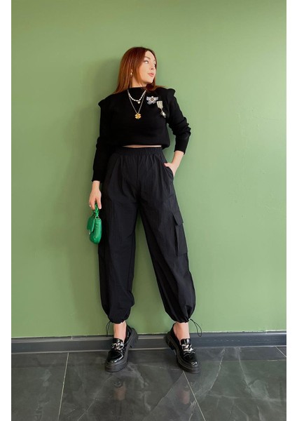 Yandan Cepli Paraşüt Pantolon Siyah indirimleri