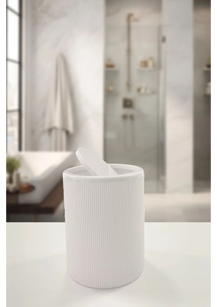 Çizgili Yuvarlak 6,5 Litre Çöp Kovası, Banyo ve Mutfak Kullanımı Için Ideal