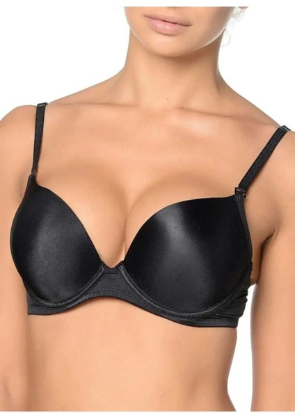 Orkide Kadın Siyah 2 Beden Büyüten Full Push-Up Dolgulu Sihirli Destekli Sütyen Reina
