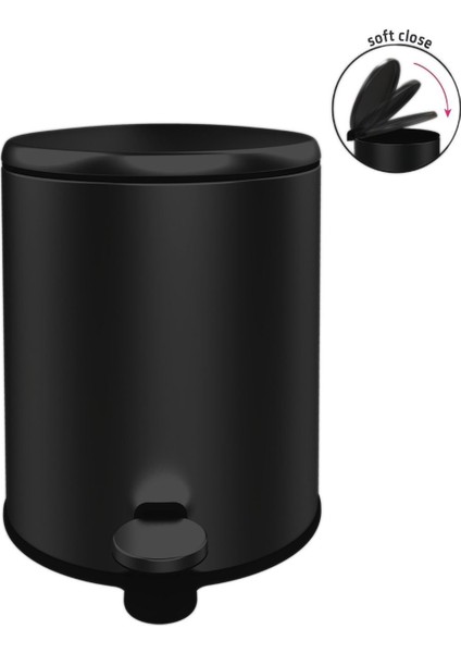 Mat Siyah Çöp Kovası, 6 Litre, Pratik ve Şık Tasarım fiyatları