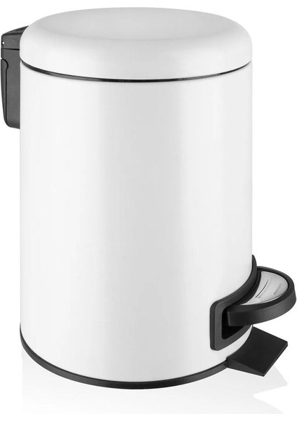 3 Lt Beyaz Paslanmaz Pedallı Çöp Kovası, Şık ve Kullanışlı Tasarım
