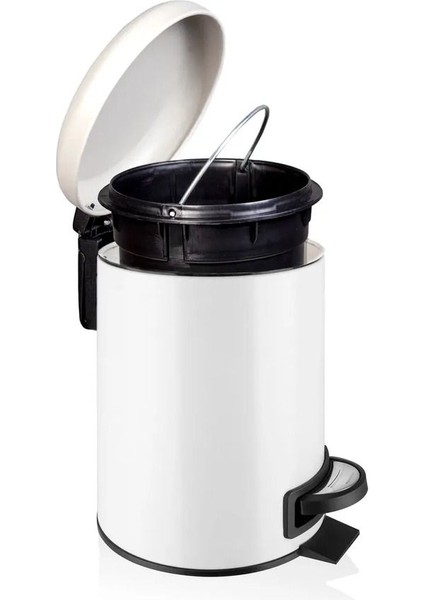 3 Lt Beyaz Paslanmaz Pedallı Çöp Kovası, Şık ve Kullanışlı Tasarım fiyatları