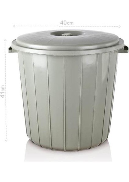 35 Litre Yuvarlak Kapaklı Plastik Çöp Kutusu, Sağlam ve Şık Tasarım
