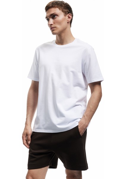 Kısa Kollu Bisiklet Yaka Regular Fit Pamuklu Tişört