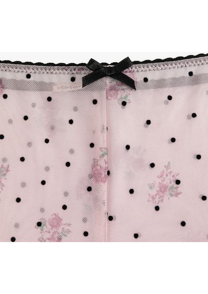 Slim Fit Fiyonklu Puantiyeli Çiçekli Tül Pijama Altı modelleri