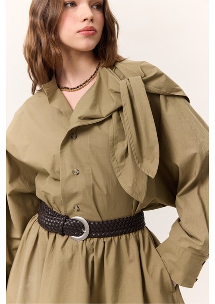 Bağlamalı Detaylı Tasarım Gömlek Haki fiyatları