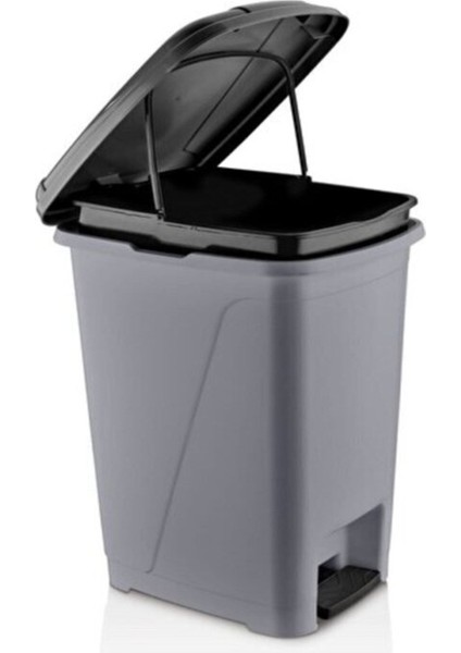 Gri 25 Litre Pedallı Iç Kovalı Kapaklı Çöp Kovası