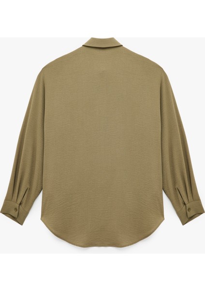 Aerobin Kumaş Düğmeli Klasik Yaka Uzun Kollu Oversize Gömlek fiyatları