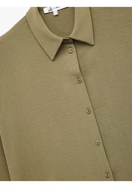 Aerobin Kumaş Düğmeli Klasik Yaka Uzun Kollu Oversize Gömlek modelleri