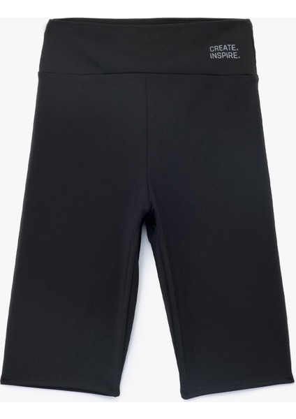 Yüksek Bel Slim Fit Biker Spor Tayt