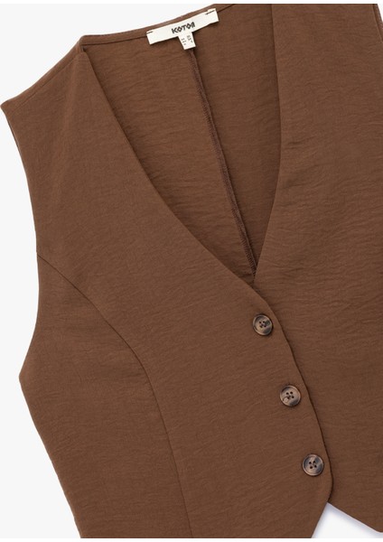 Aerobin Kumaş V Yaka Düğmeli Blazer Yelek modelleri