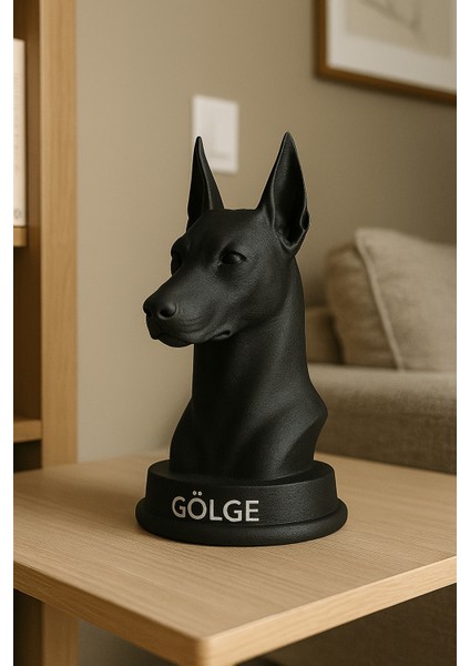 Siyah Doberman Pinscher Köpek Büstü – Dekoratif Heykel fiyatları
