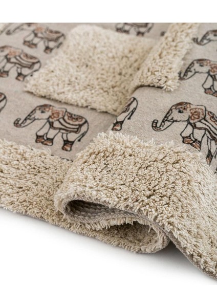 Fil Nakışlı Banyo Paspası 50X60 cm Bej modelleri