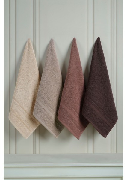 Kahverengi 4'lü 50X90 Pamuk Havlu Seti, El ve Yüz Için Şık ve Yumuşak fiyatları
