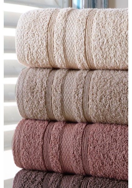 Kahverengi 4'lü 50X90 Pamuk Havlu Seti, El ve Yüz Için Şık ve Yumuşak modelleri