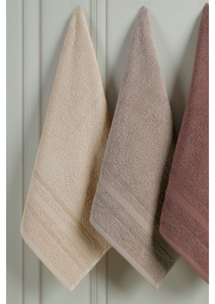 Kahverengi 4'lü 50X90 Pamuk Havlu Seti, El ve Yüz Için Şık ve Yumuşak fırsatları