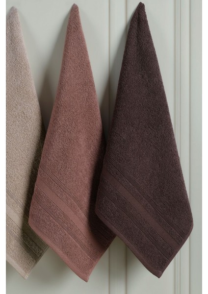 Kahverengi 4'lü 50X90 Pamuk Havlu Seti, El ve Yüz Için Şık ve Yumuşak indirimleri