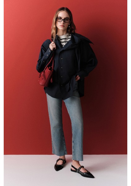 Bağlamalı Detaylı Tasarım Gömlek Lacivert fiyatları