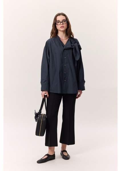 Bağlamalı Detaylı Tasarım Gömlek Lacivert modelleri