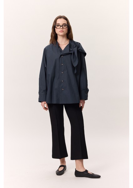 Bağlamalı Detaylı Tasarım Gömlek Lacivert indirimleri